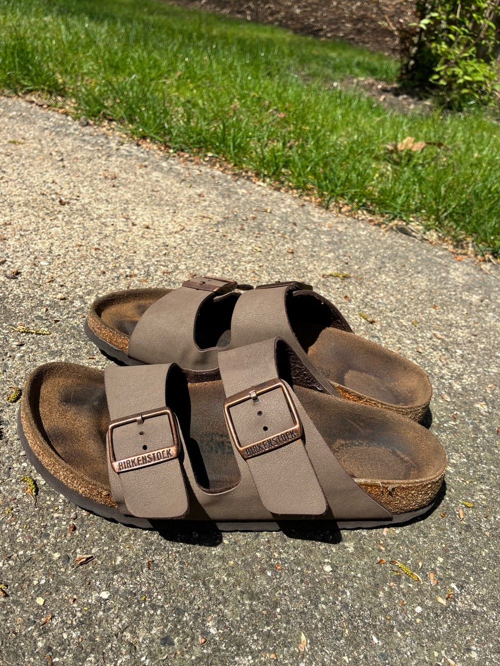Birkenstock | Womens Brown Slide Sandals - Picture 4 of 14